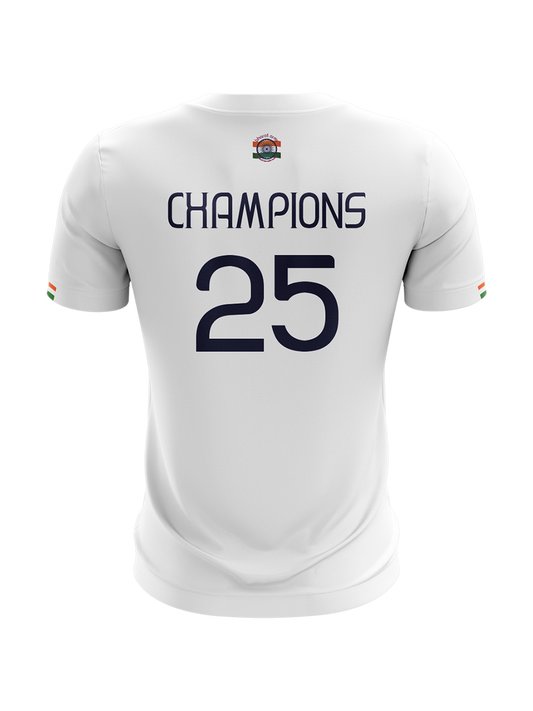 Bharat Army Champions 25 Cotton T Shirt (White)